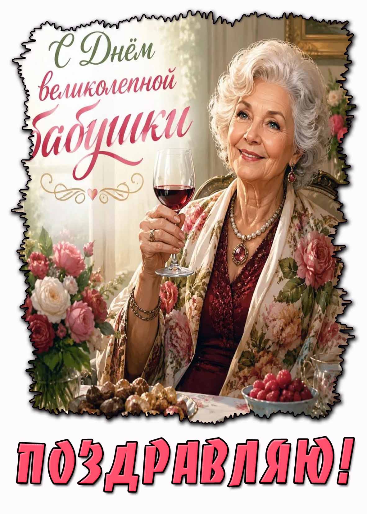 Картинка "С днём великолепной бабушки! Поздравляю!"