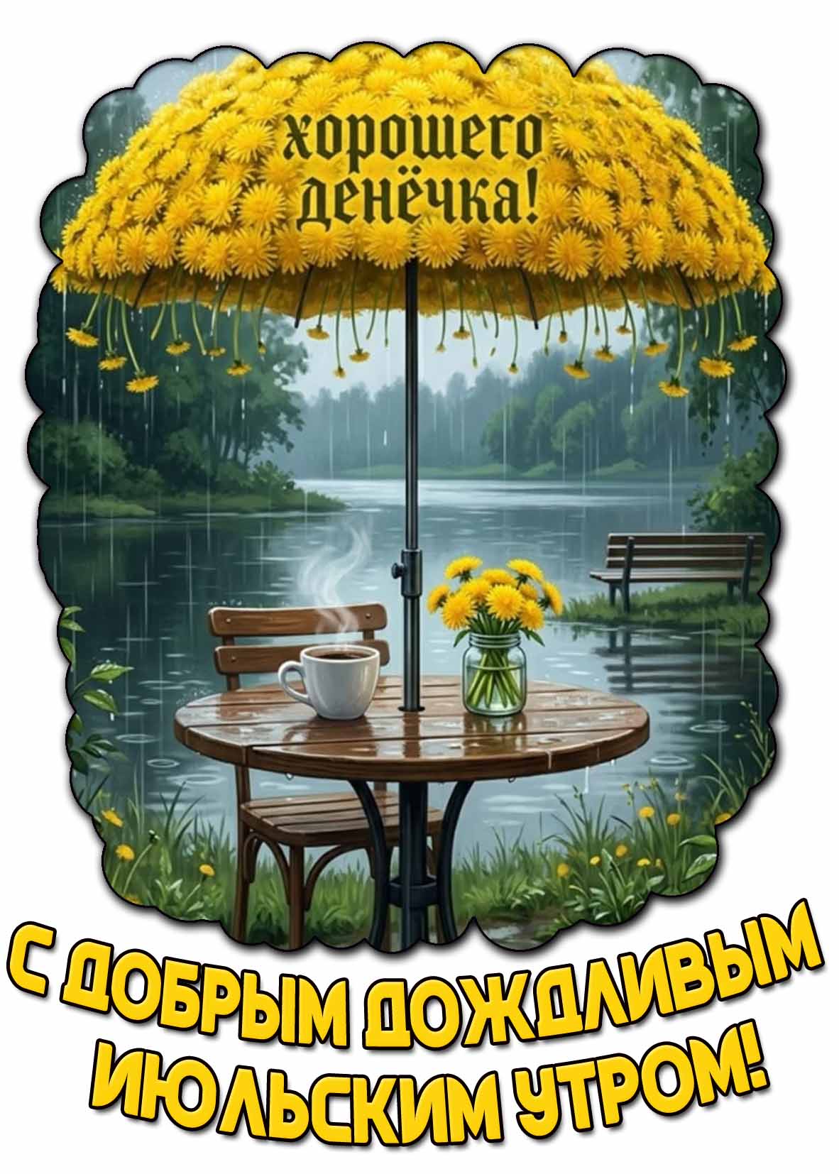Картинка "С добрым дождливым июльским утром! Хорошего денёчка!"