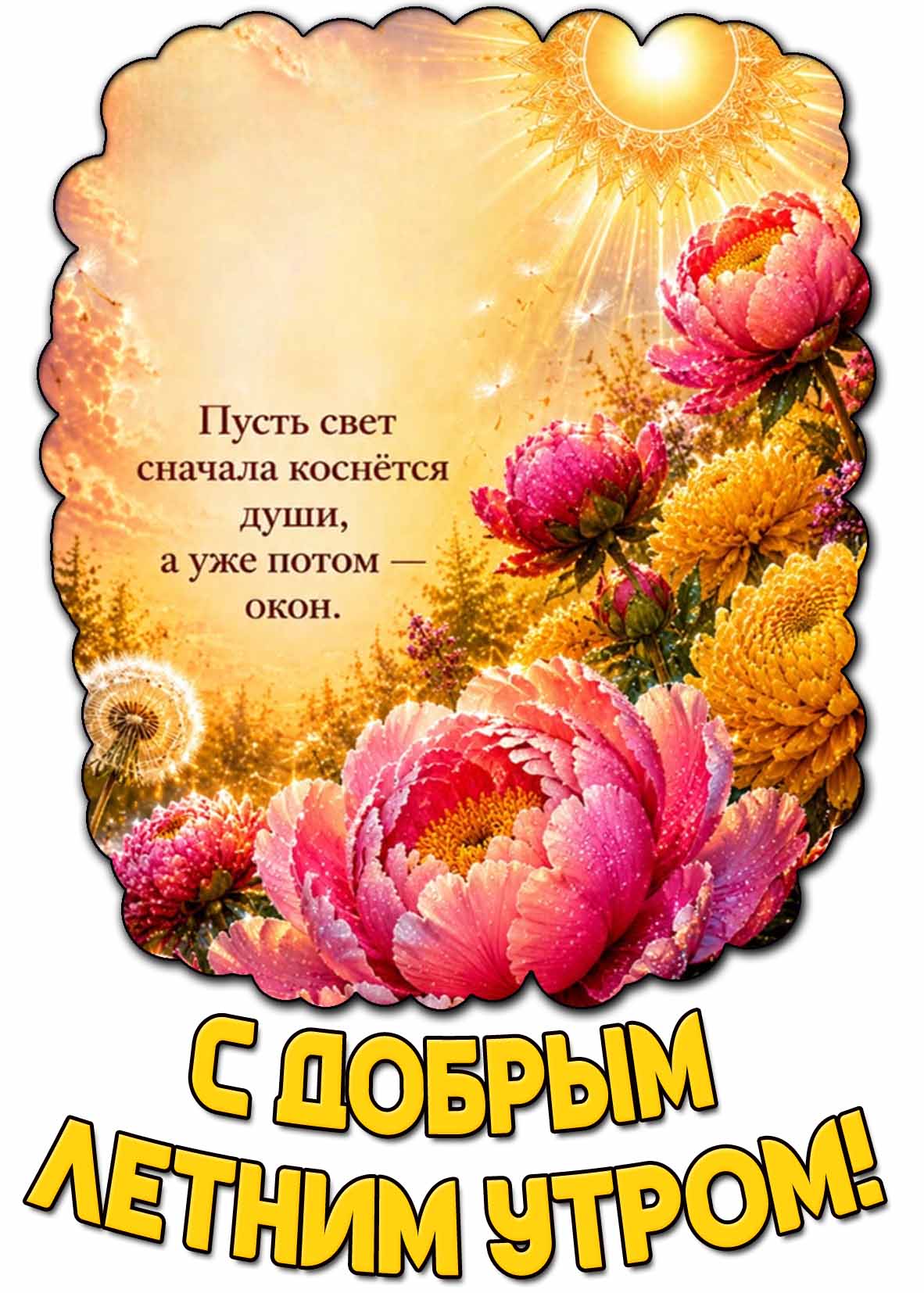 Картинка "С добрым летним утром! Пусть свет сначала коснётся души, а уже потом окон!"