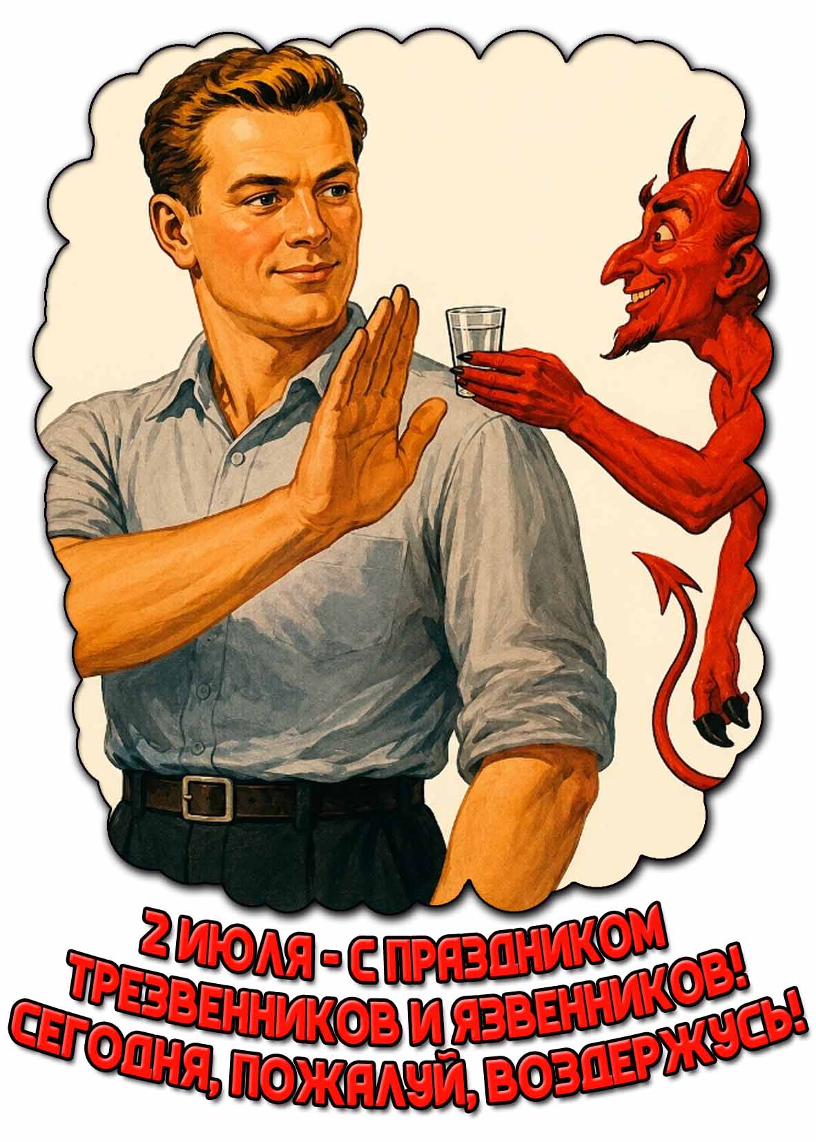 Картинка "С праздником трезвенников и язвенников! Сегодня, пожалуй, воздержусь!" - 2 июля