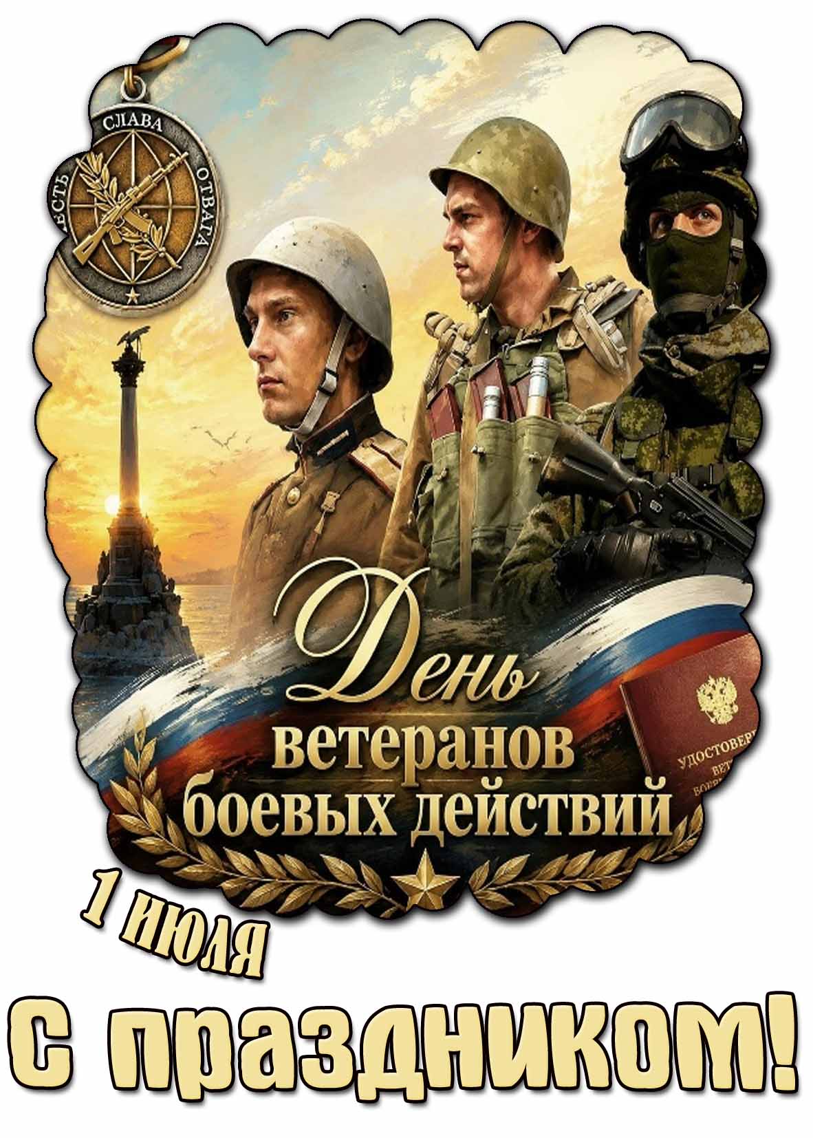 Красивая картинка 1 июля - день ветеранов боевых действий! С праздником!
