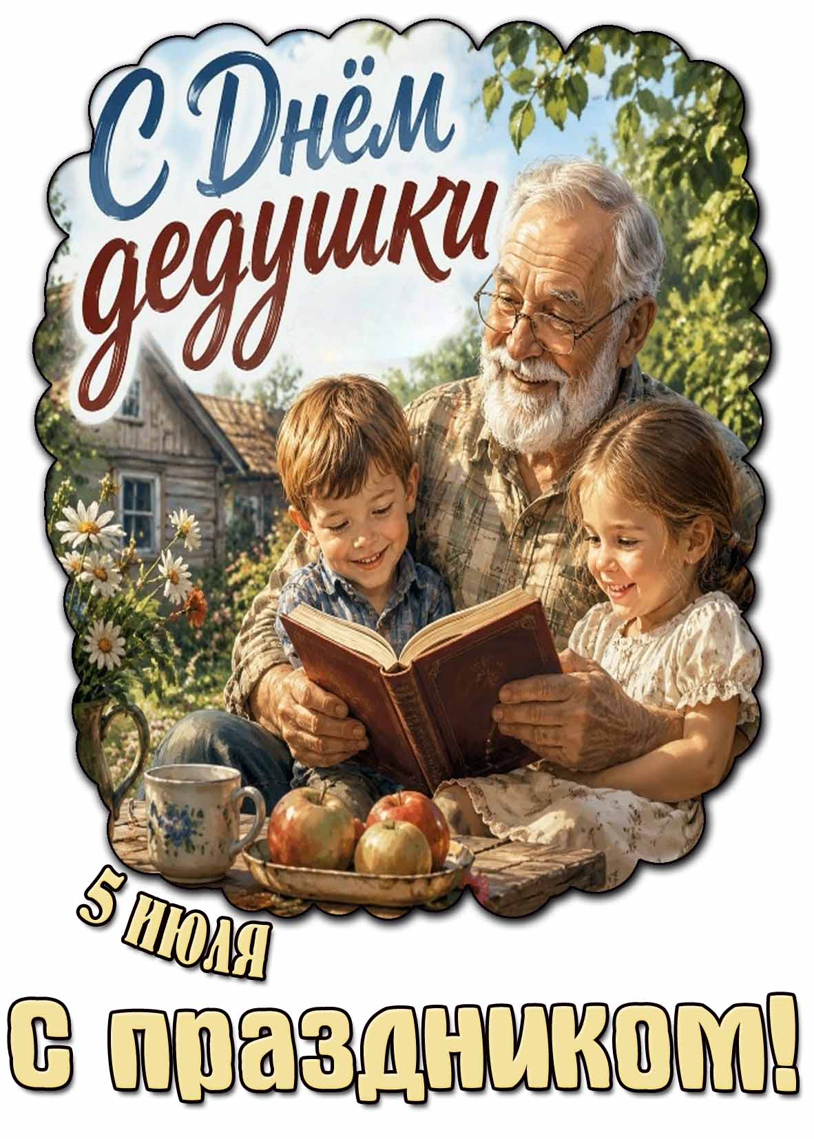 Красивая картинка 5 июля - с днём дедушки! С праздником!