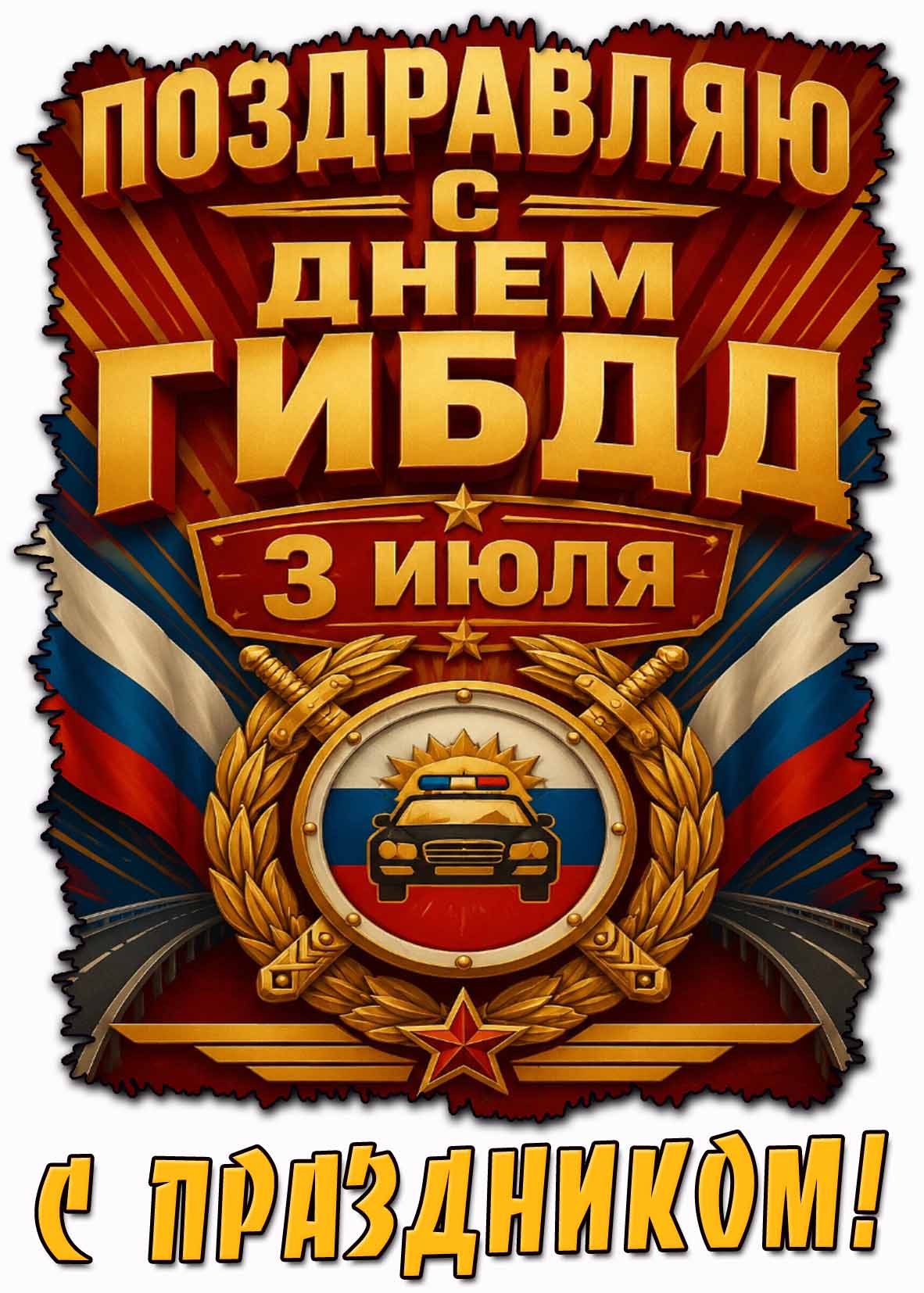 Красивая картинка "Поздравляю с днём ГИБДД! С праздником!"