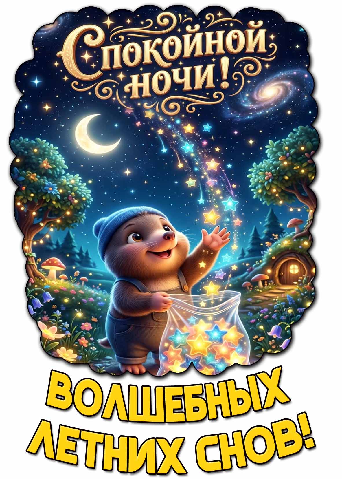 Красивая картинка "Спокойной ночи! Волшебных летних снов!"