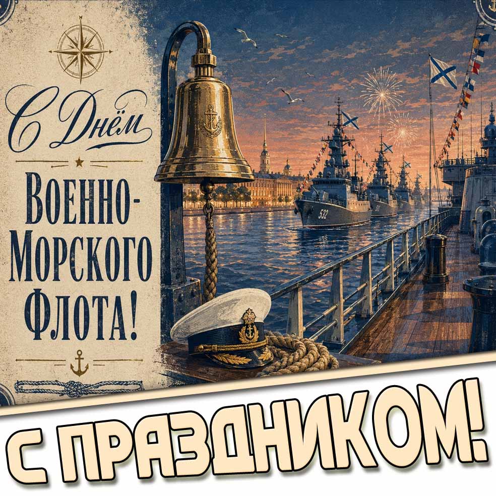 Красивая открытка "С днём Военно-Морского флота! C праздником!"