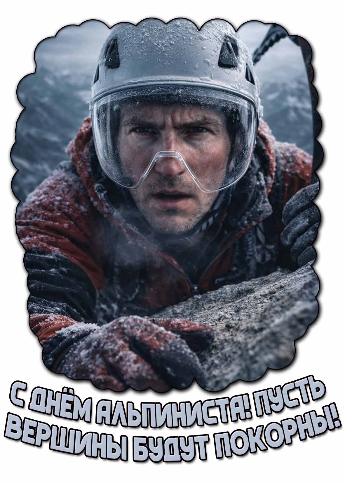 Открытка "С днём альпиниста! Пусть вершины будут покорны!"