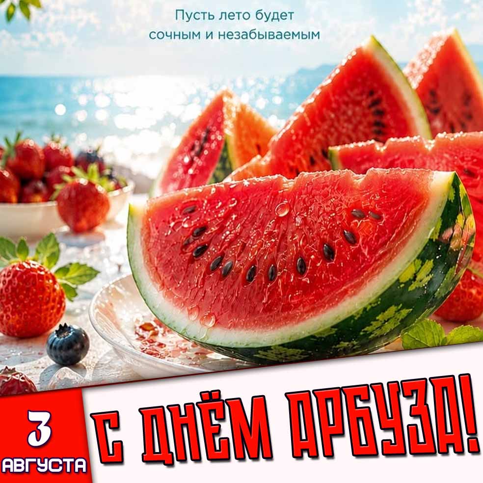Картинка 3 августа - с днём арбуза! Пусть дето будет сочным и незабываемым!