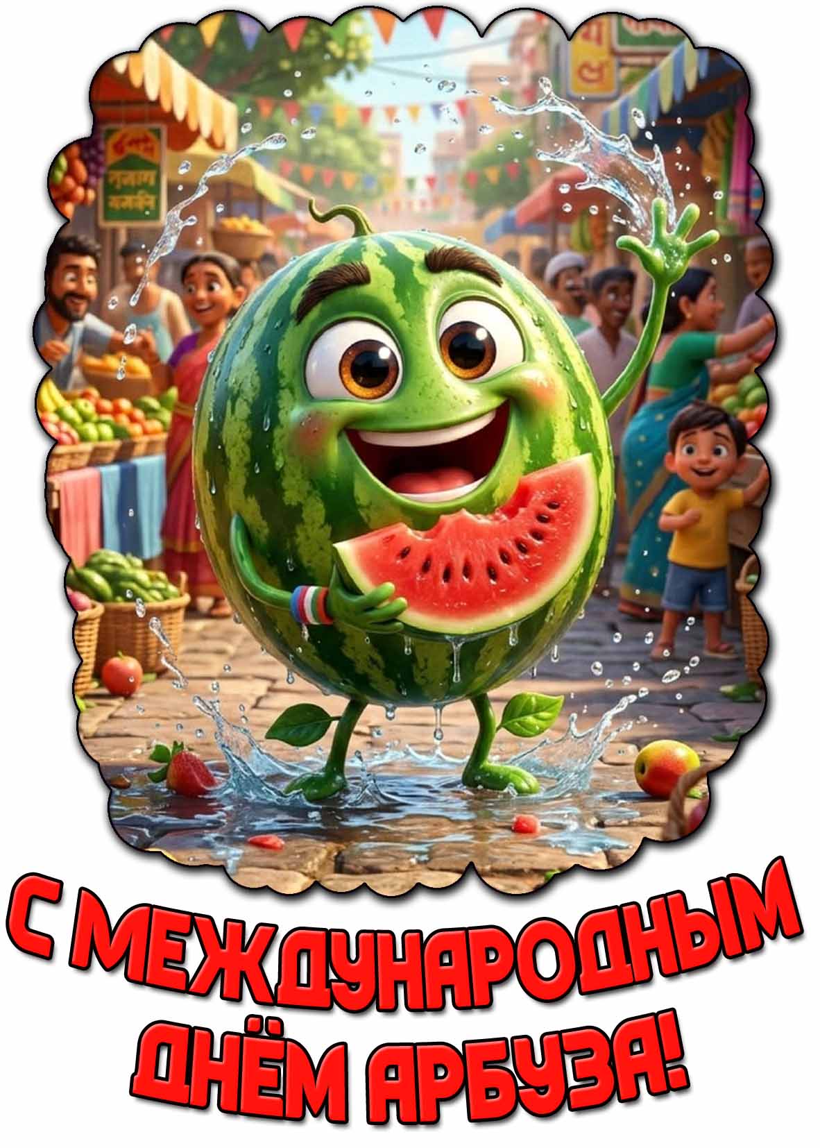 Открытка с Международным днём арбуза