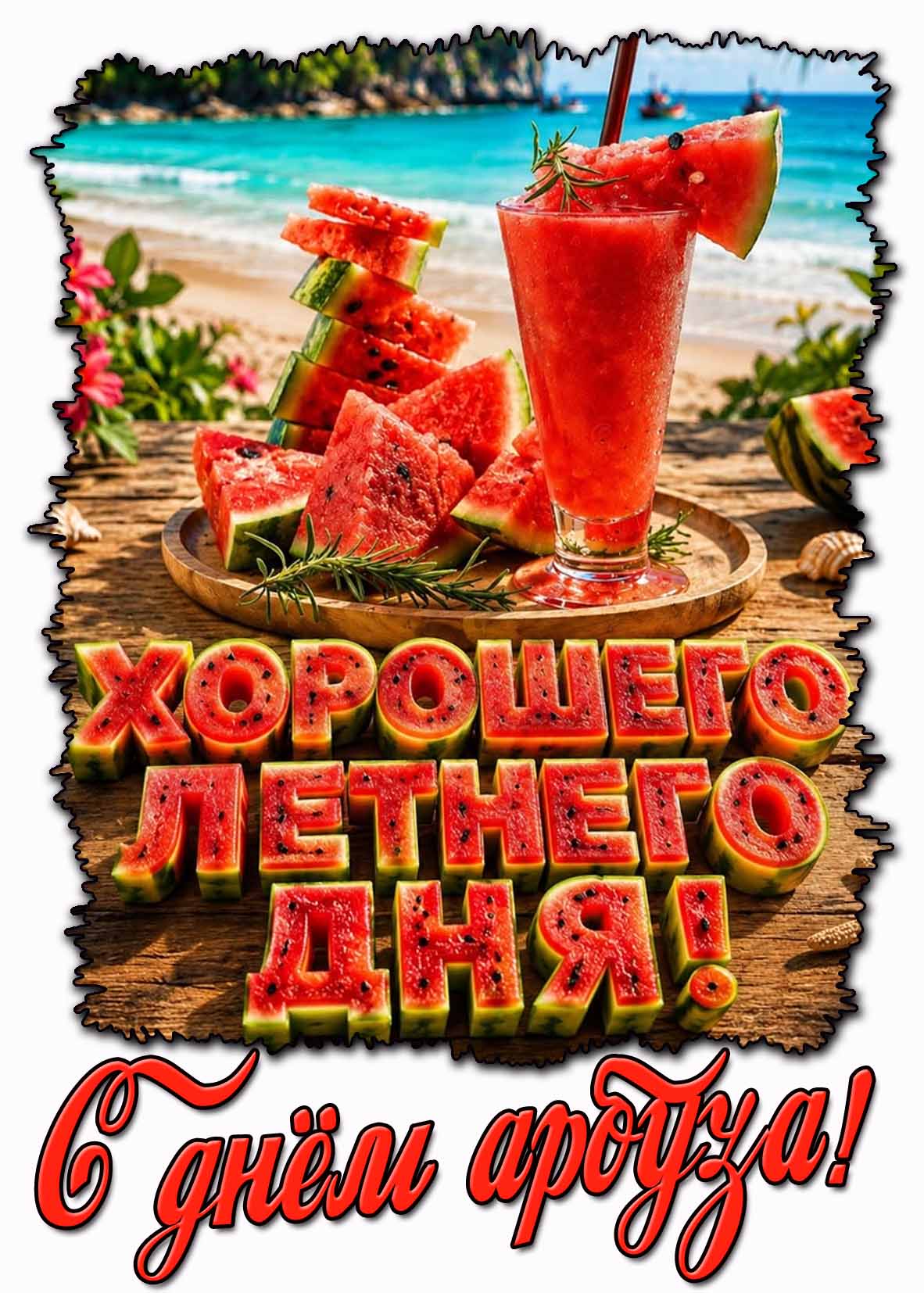 Картинка "С днём арбуза! Хорошего летнего дня!"