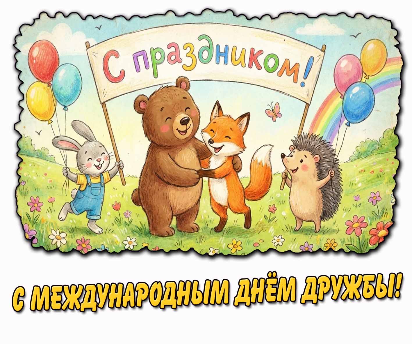 Детская картинка "С Международным днём дружбы! С праздником!"