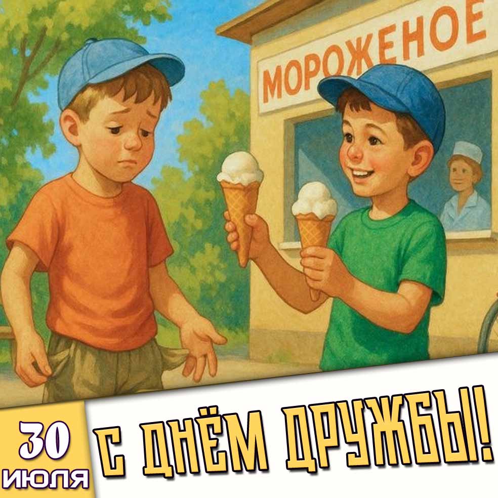 Открытка 30 июля - с днём дружбы!
