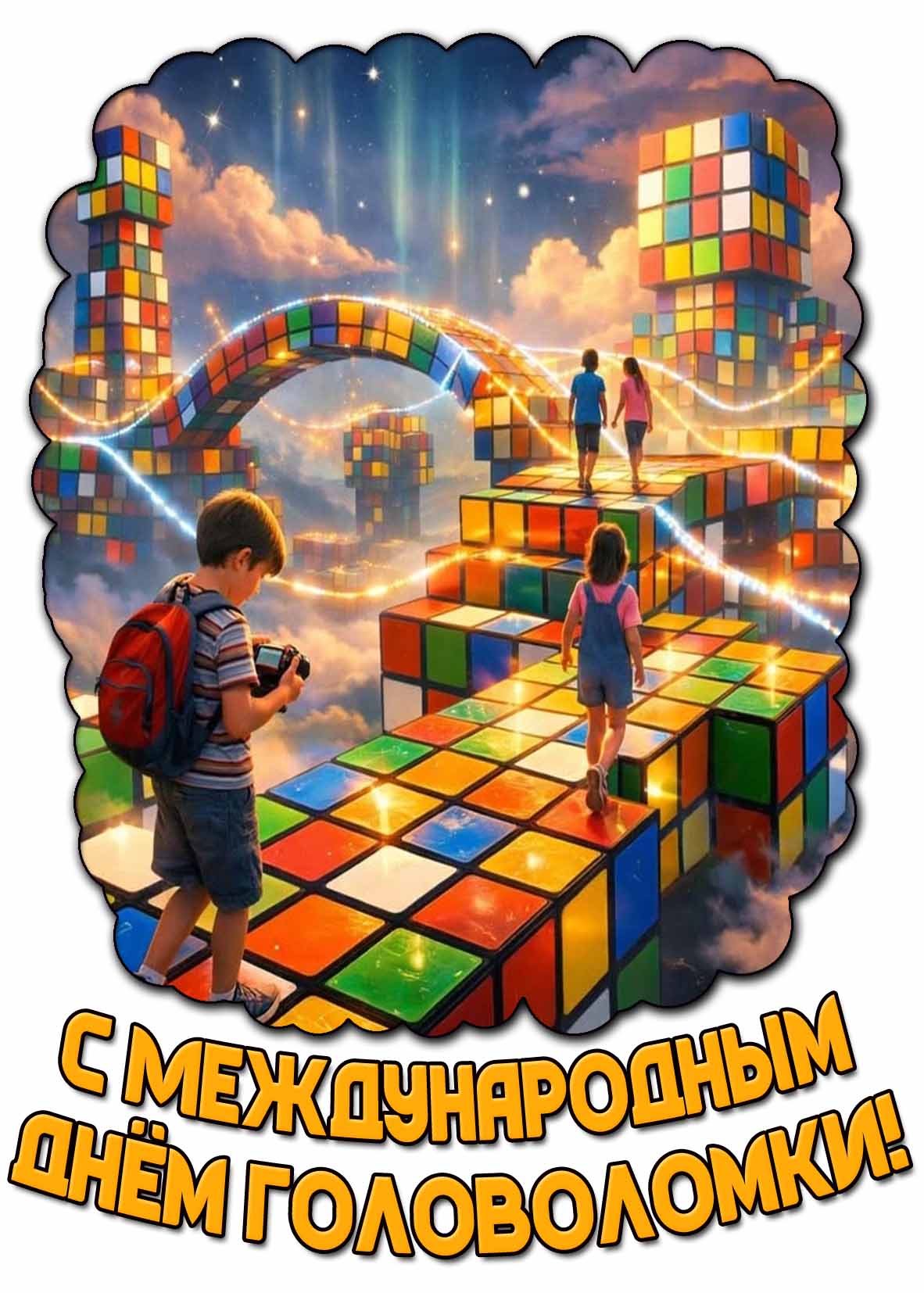 Открытка с днём головоломки