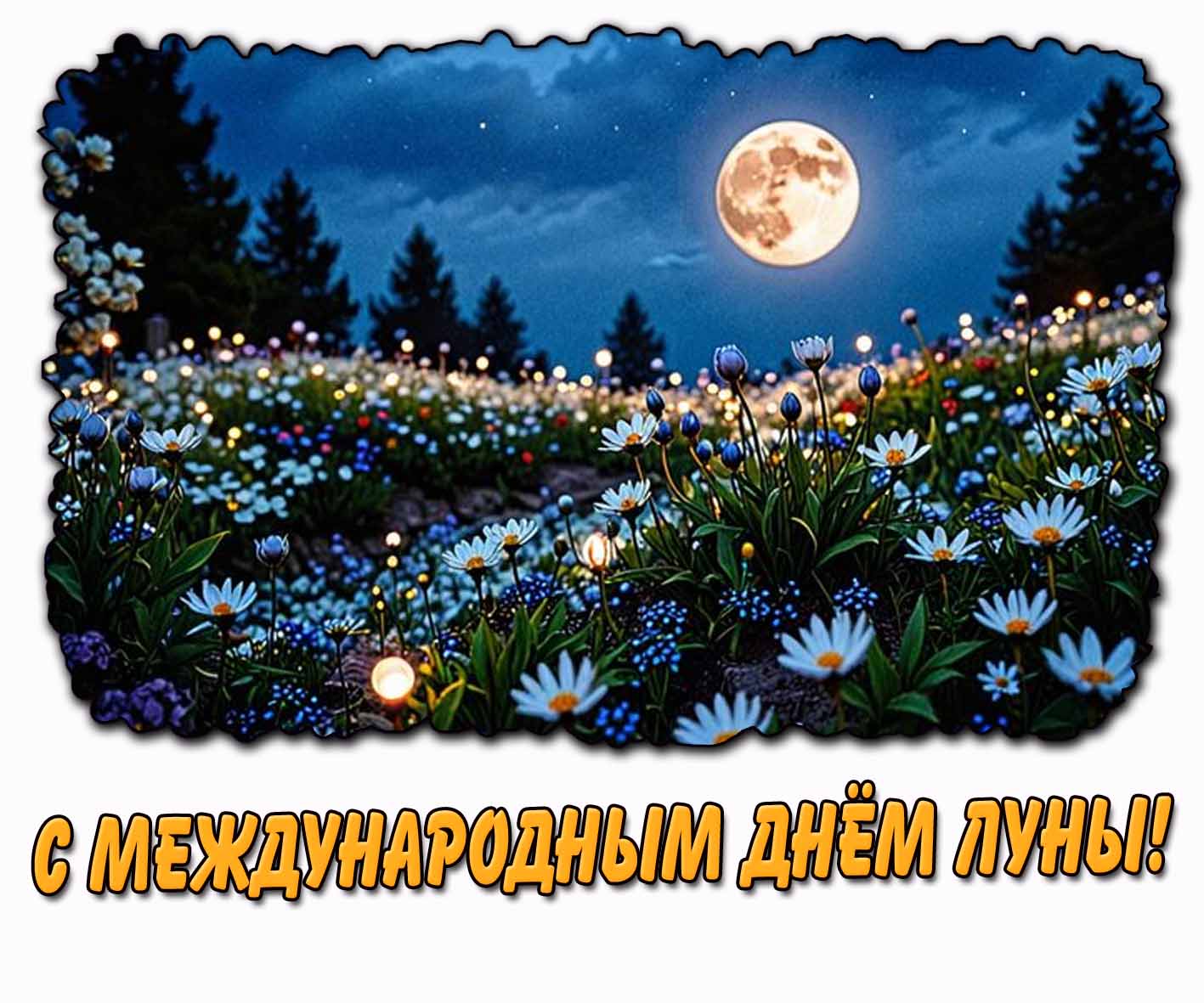 С Международным днём Луны! - красивая открытка