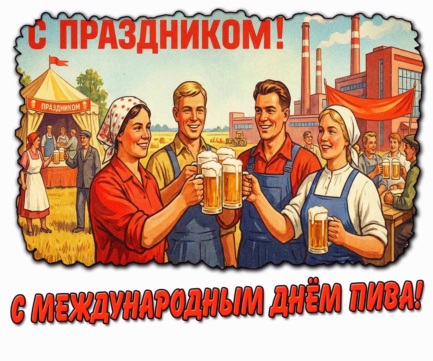 Советская картинка "С Международным днём пива! С праздником!"