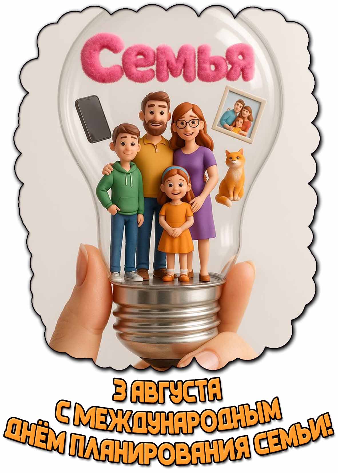 Открытка с Международным днём планирования семьи - 3 августа