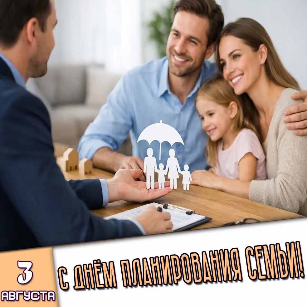 Открытка 3 августа - с днём планирования семьи!