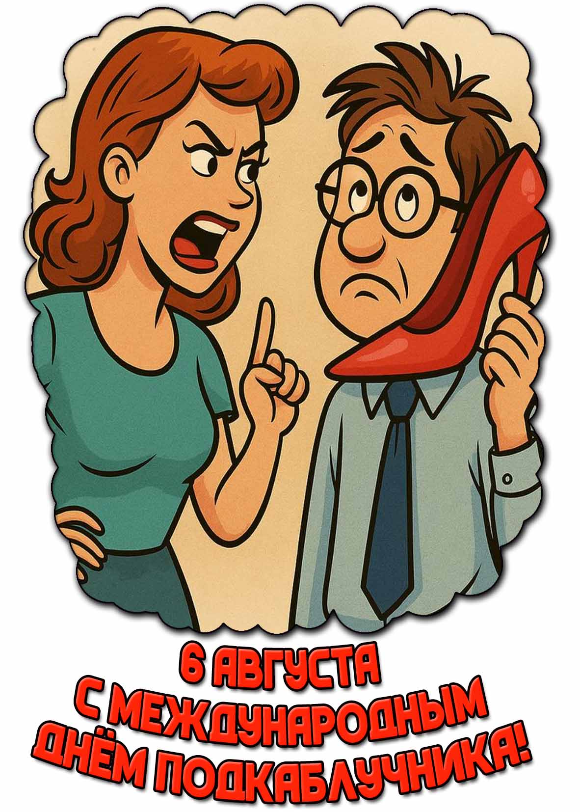 Открытка с Международным днём подкаблучника - 6 августа