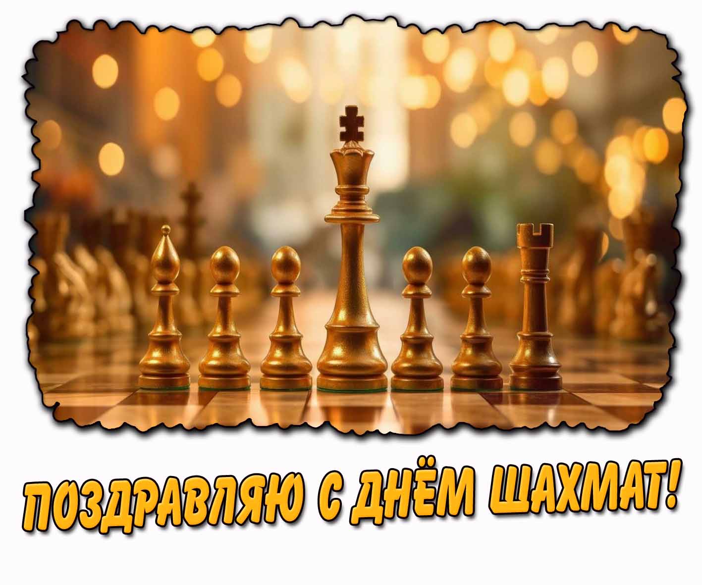 Стильная картинка "Поздравляю с днём шахмат!"