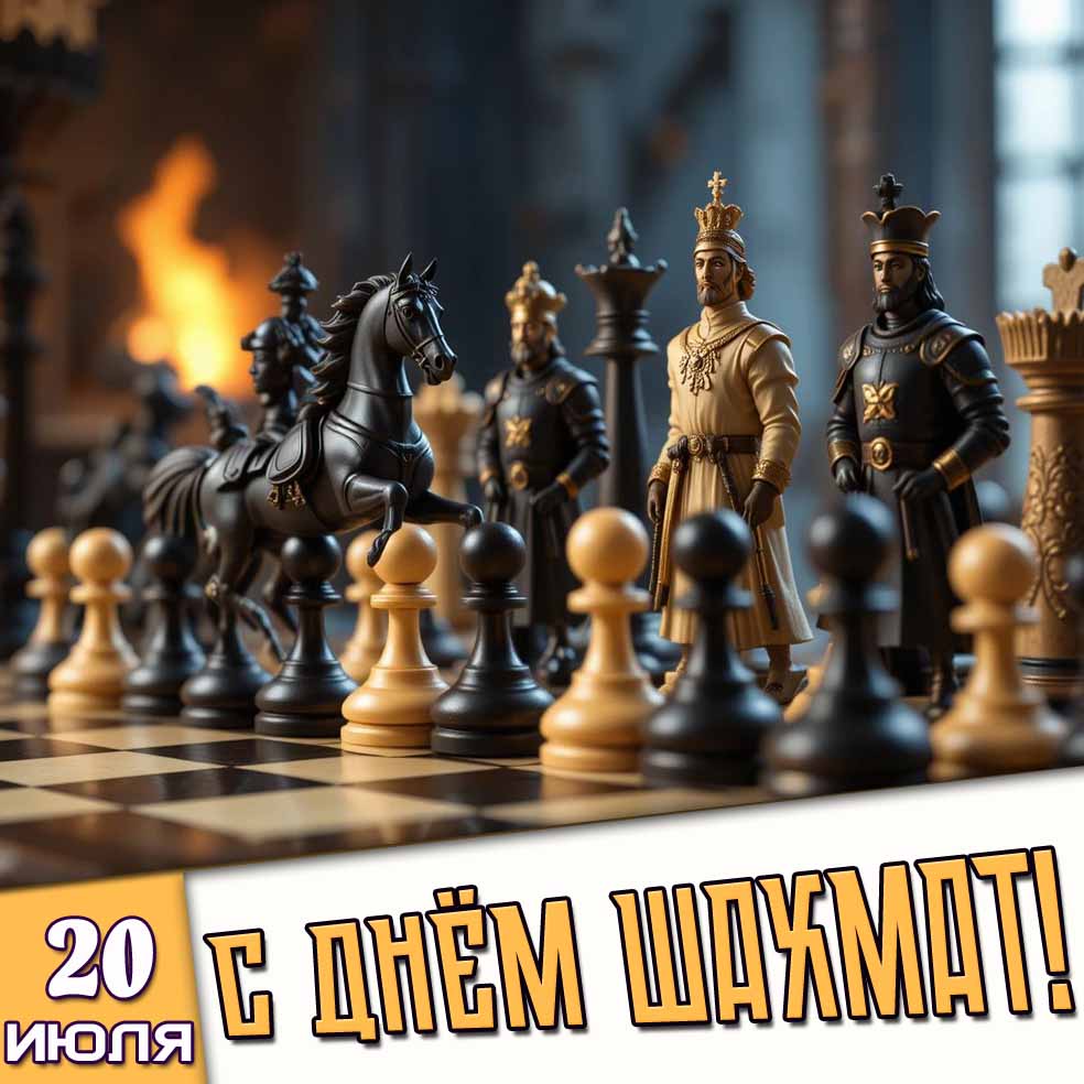 Открытка 20 июля - с днём шахмат!