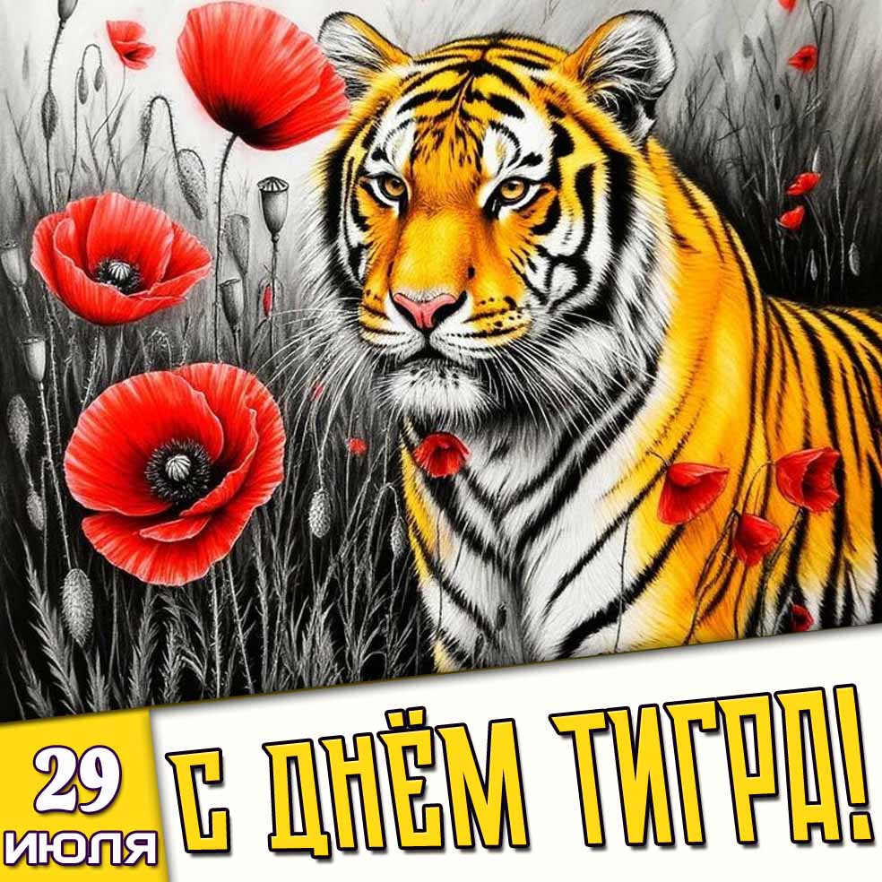 Открытка 29 июля - с днём тигра!
