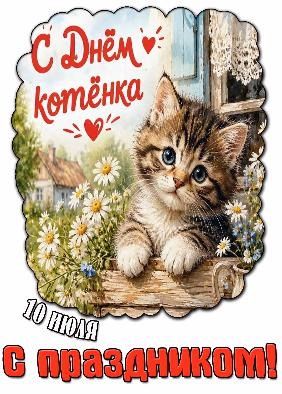 Милая картинка 10 июля - с днём котёнка! С праздником!