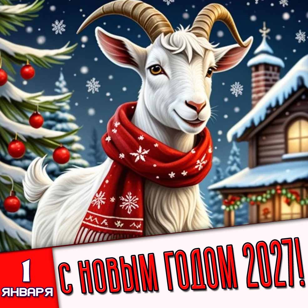 Картинка 1 января - с Новым годом 2027!