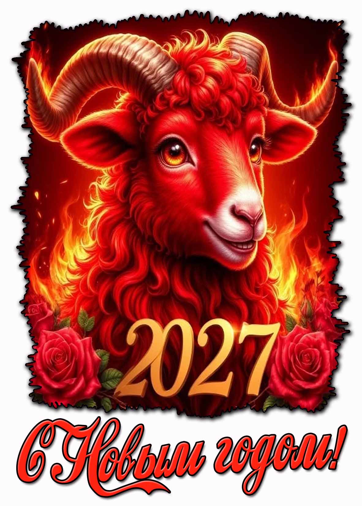 С Новым годом 2027! - красивая открытка