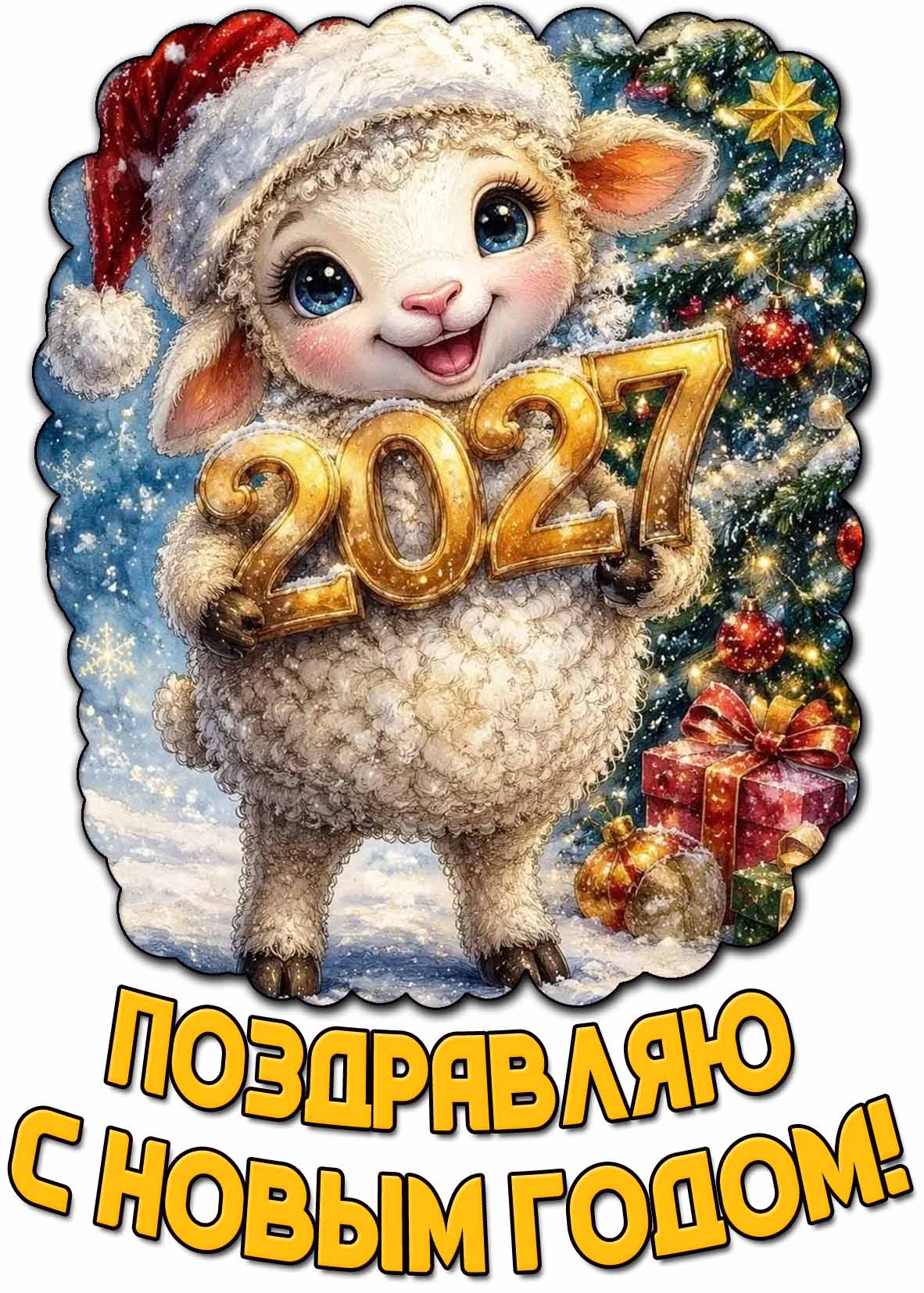 Красивая открытка "Поздравляю с Новым годом 2027!"