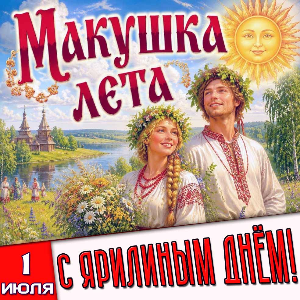 Открытка 1 июля - Макушка лета! С Ярилиным днём!