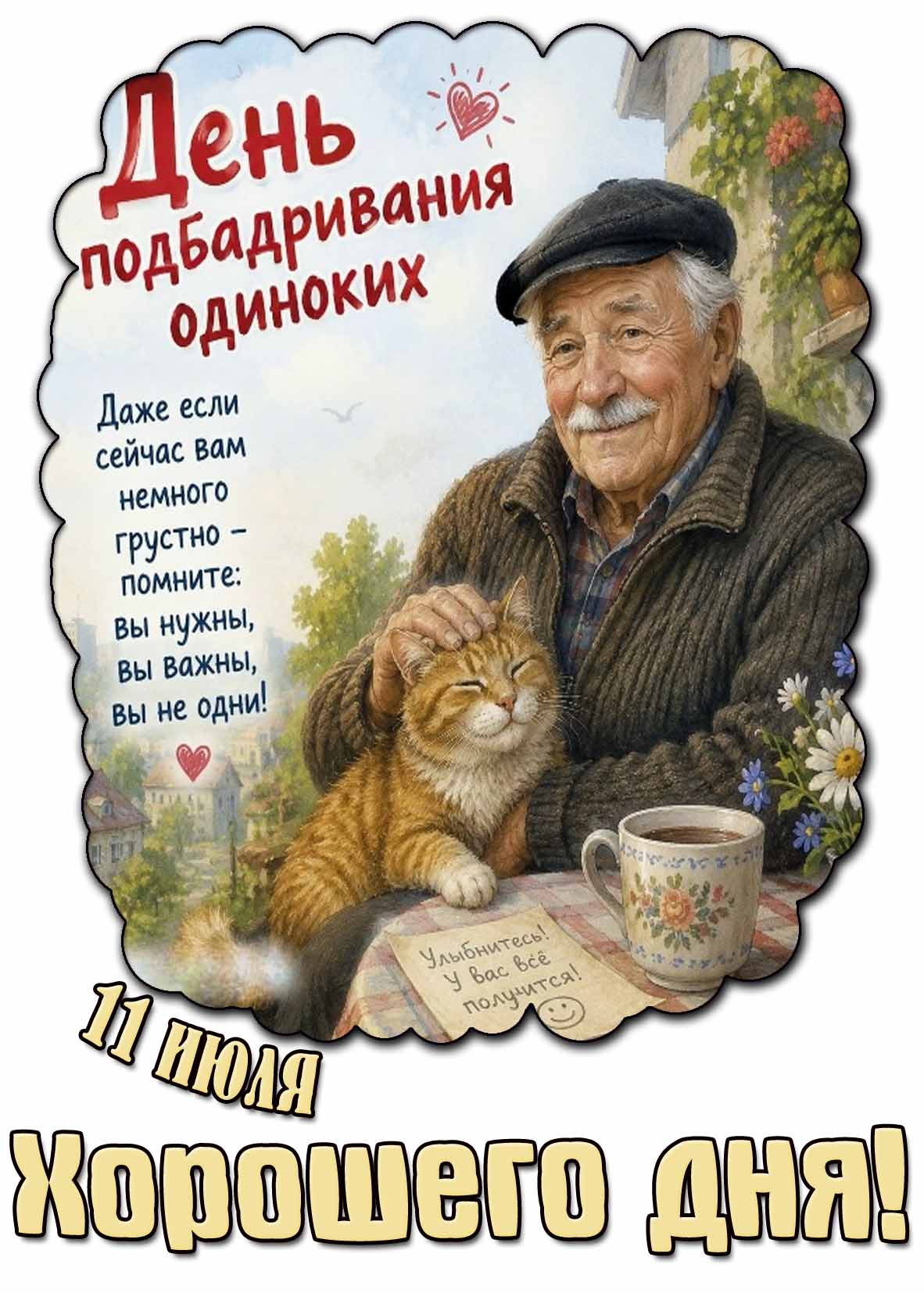 11 июля - день подбадривания одиноких! Улыбнитесь! У вас всё получится! Хорошего дня!