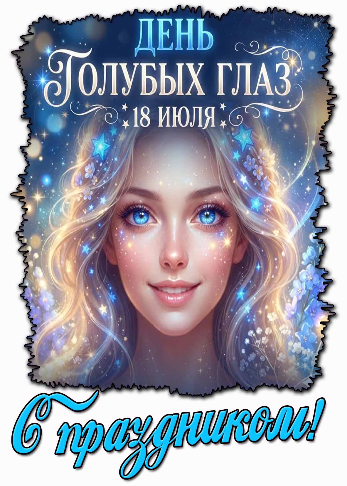 Открытка 18 июля - день голубых глаз! С праздником!