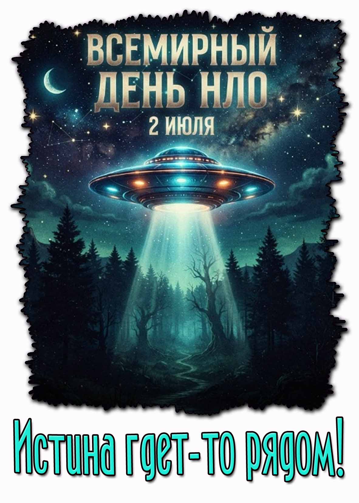 Открытка 2 июля - Всемирный день НЛО! Истина где-то рядом!