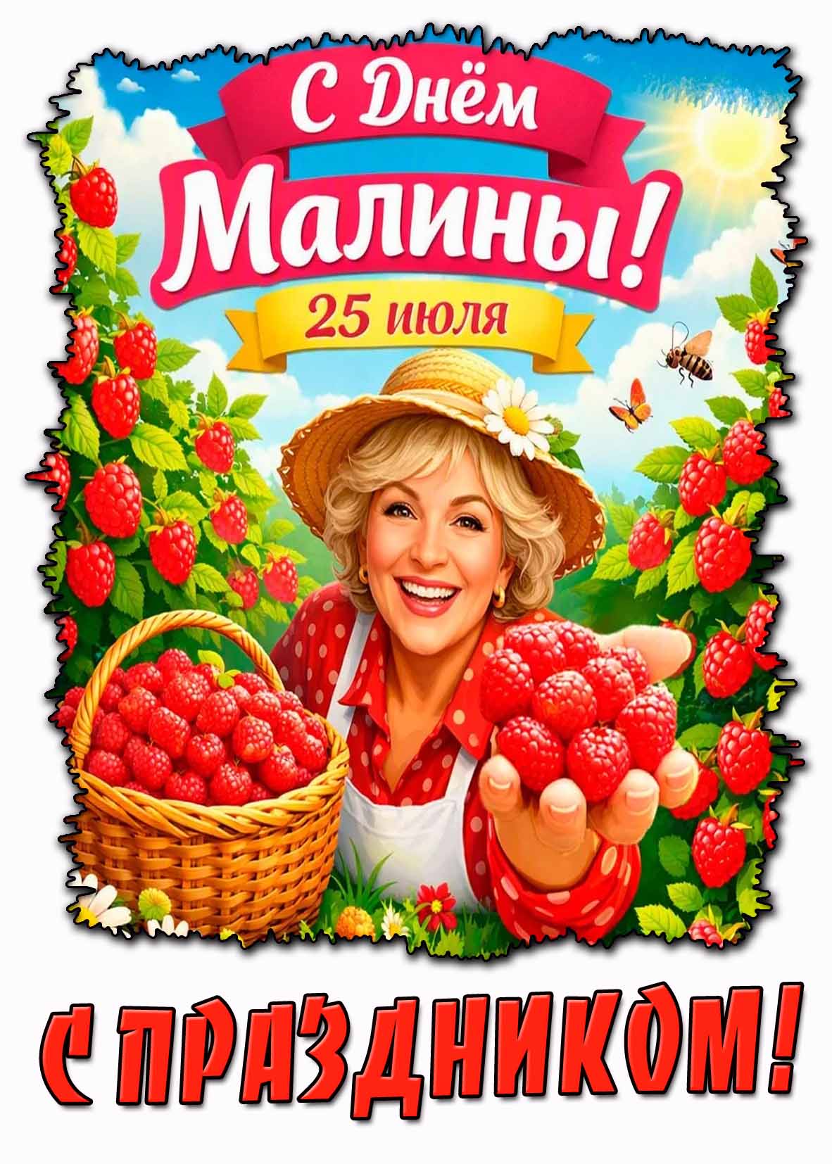 Открытка 25 июля - с днём малины! С праздником!
