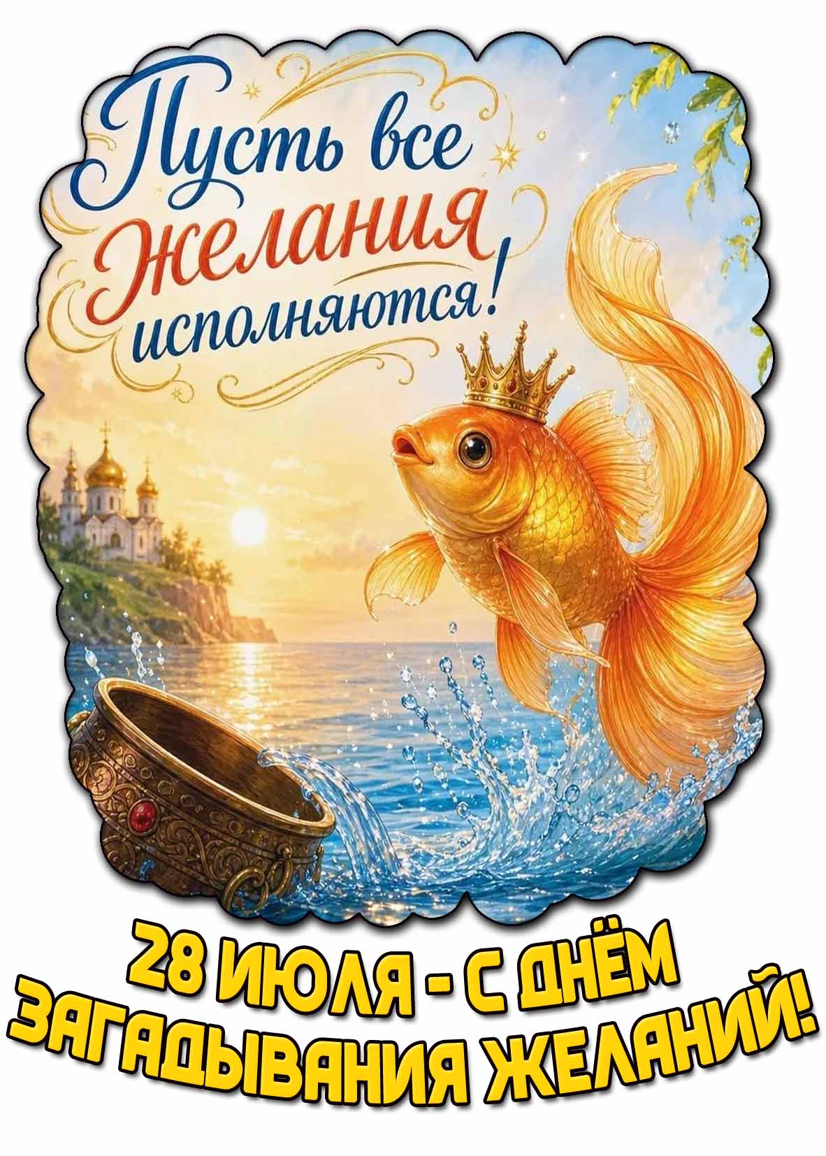 Открытка 28 июля - с днём загадывания желаний! Пусть все желания исполняются!