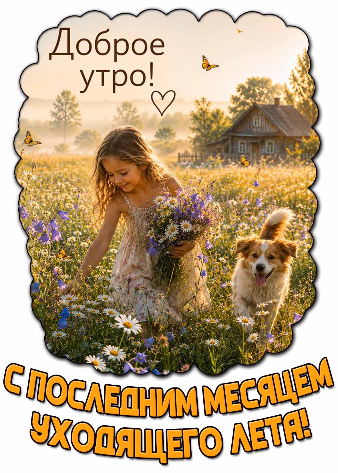 Открытка "Доброе утро! С последним месяцем уходящего лета!"