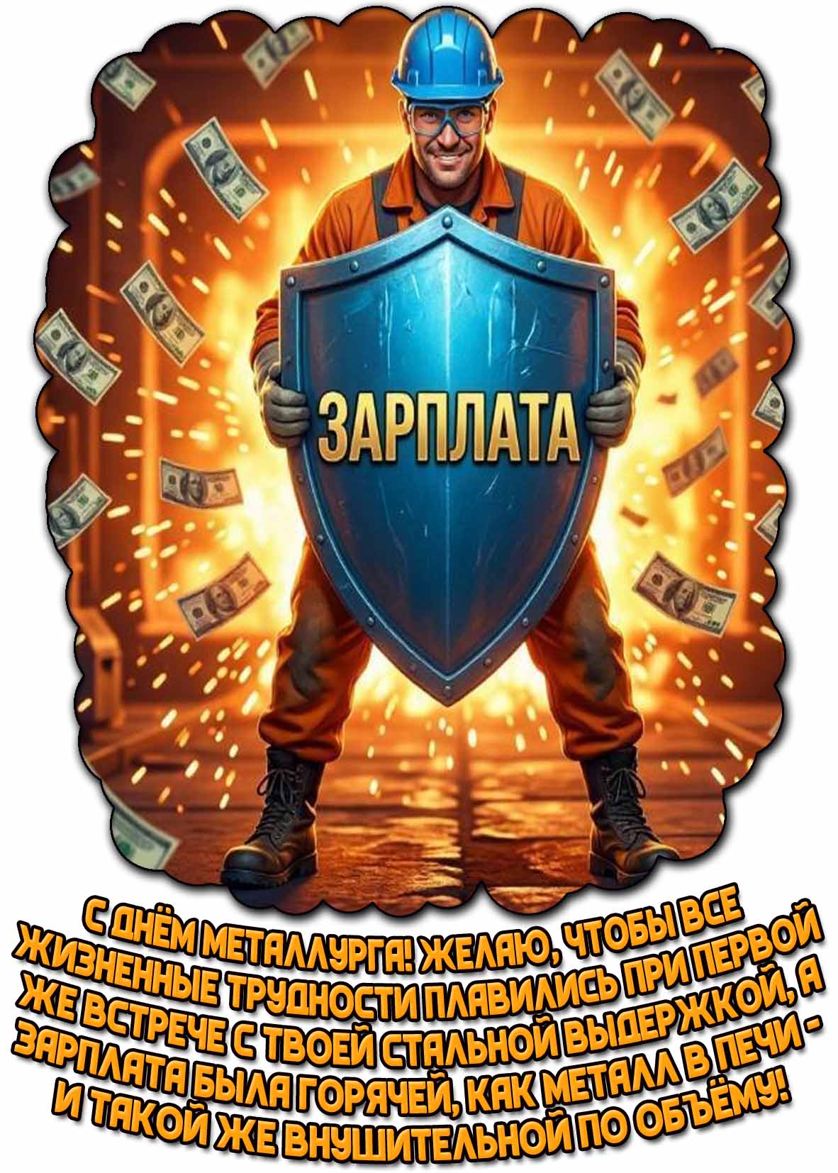 Открытка - поздравление на день металлурга мужчине с юмором