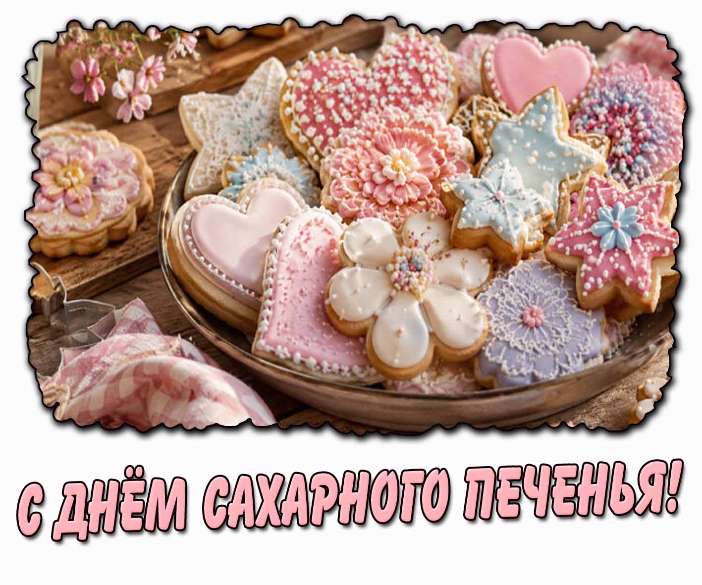Открытка с днём сахарного печенья