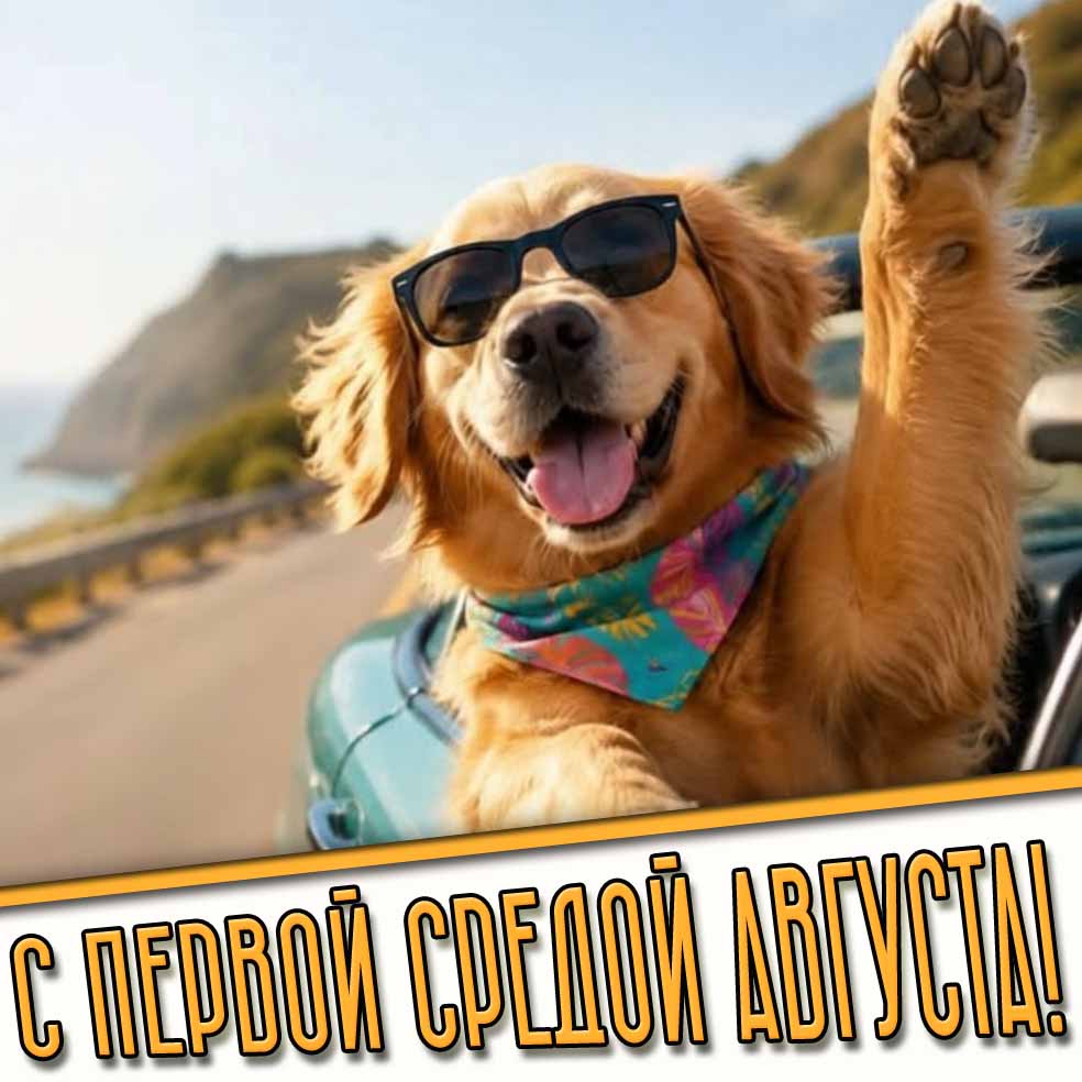 С первой средой августа! - прикольная картинка с собакой
