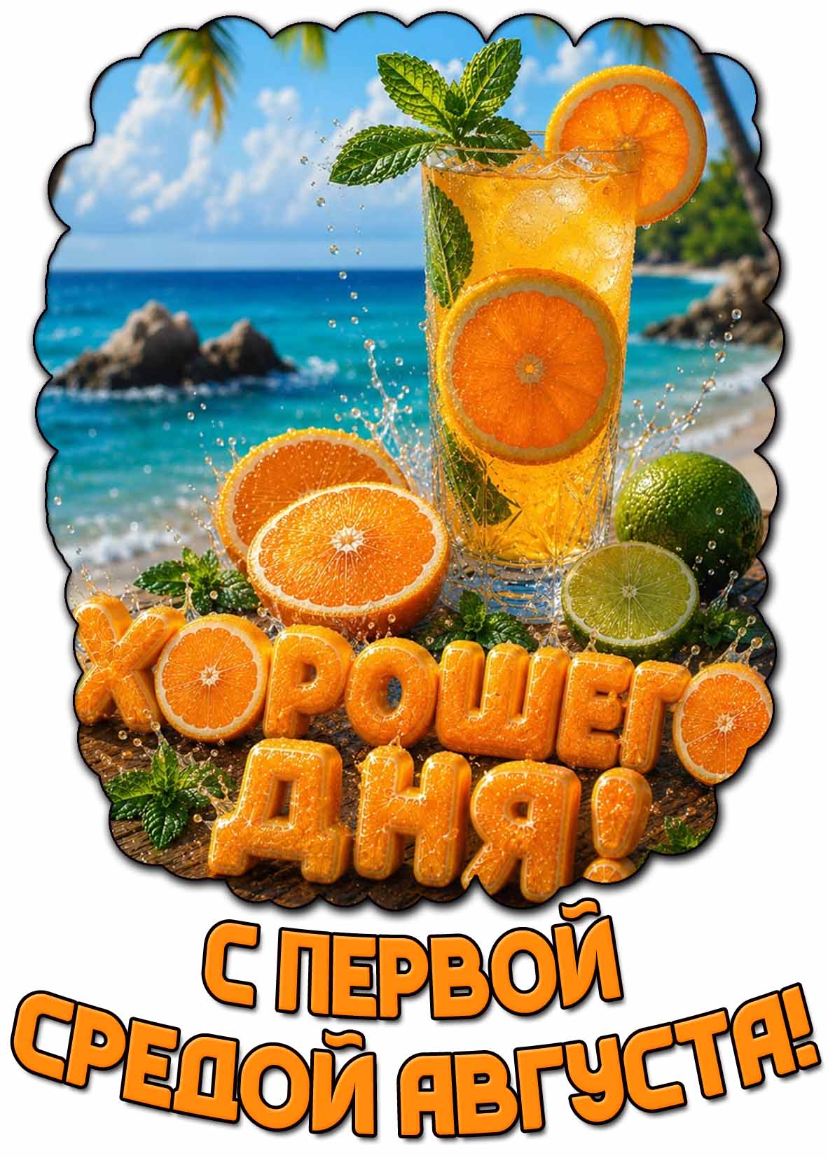Открытка "С первой средой августа! Хорошего дня!"