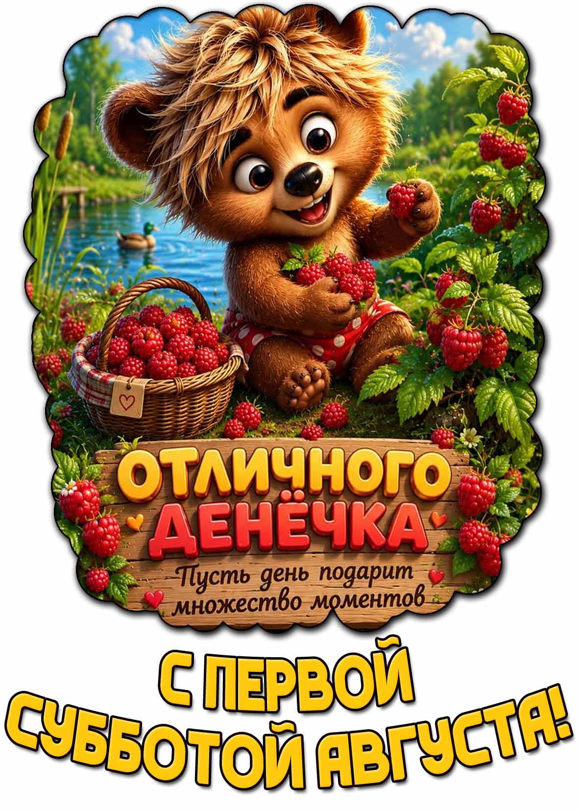 Картинка "С первой субботой августа! Отличного денёчка! Пусть день подарит множество моментов!"