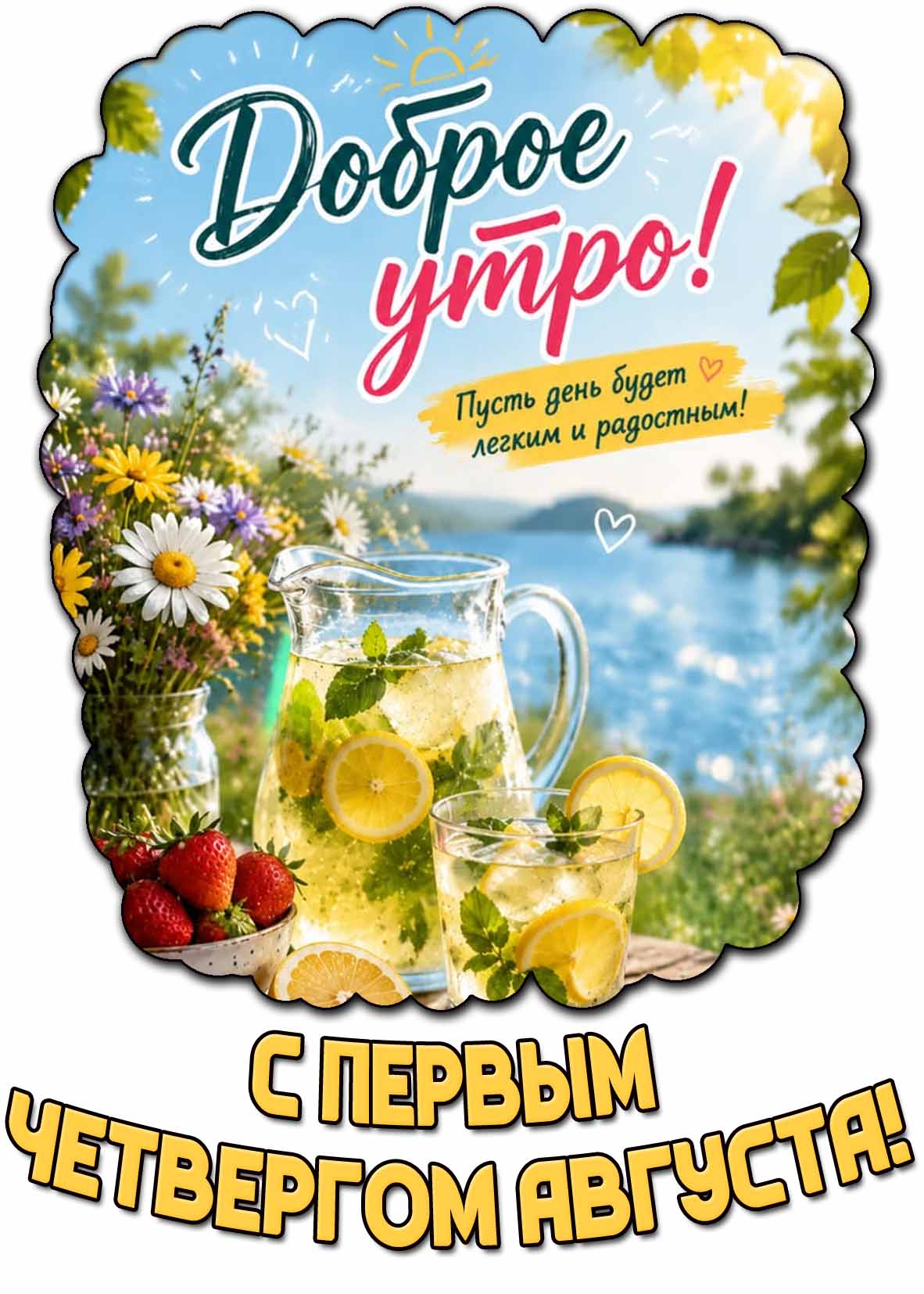 Картинка "Доброе утро! С первым четвергом августа! Пусть день будет лёгким и радостным!"