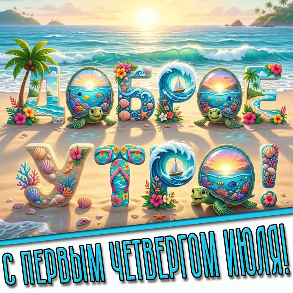 Креативная картинка "Доброе утро! С первым четвергом июля!"
