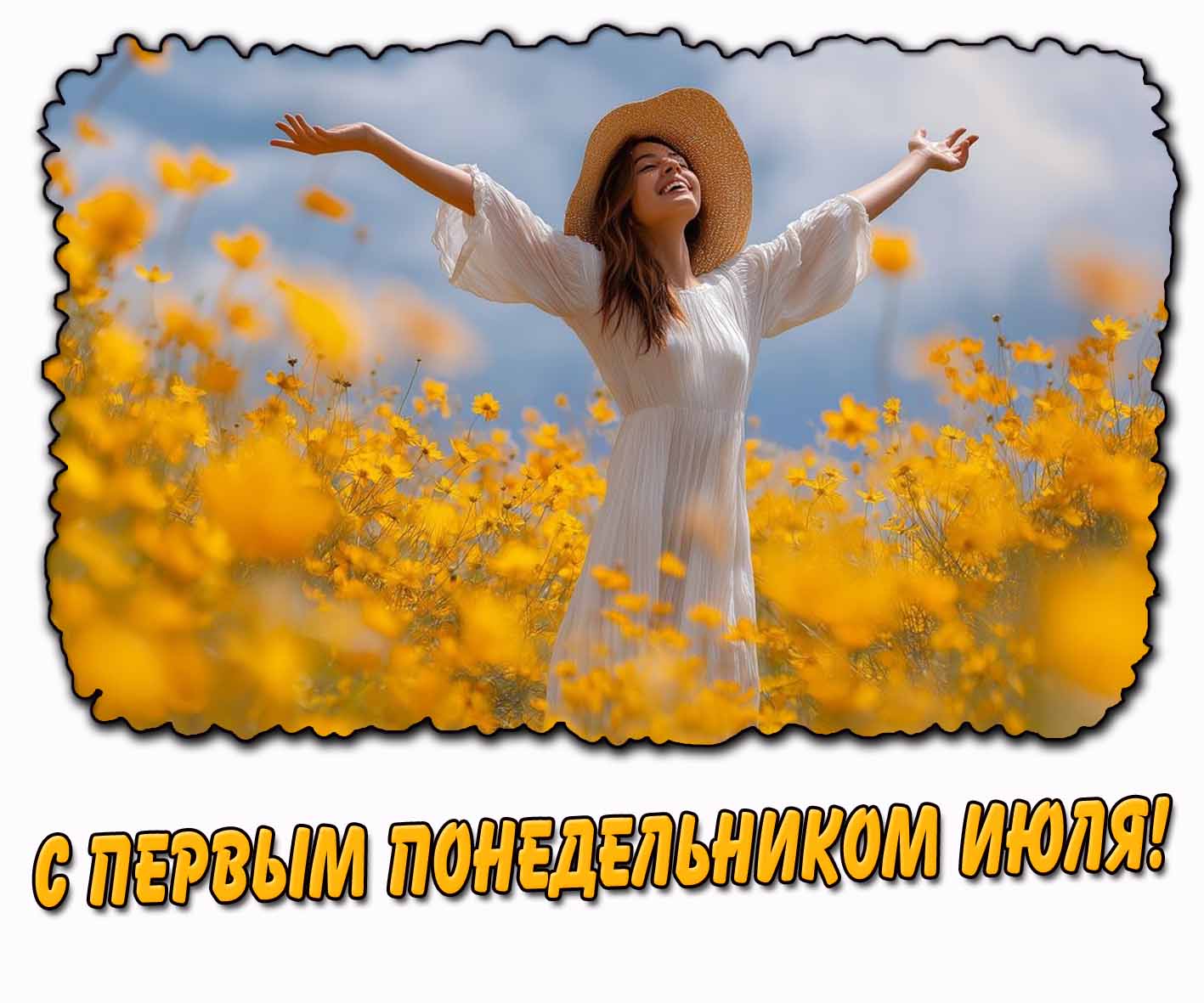 С первым понедельником июля! - картинка с девушкой