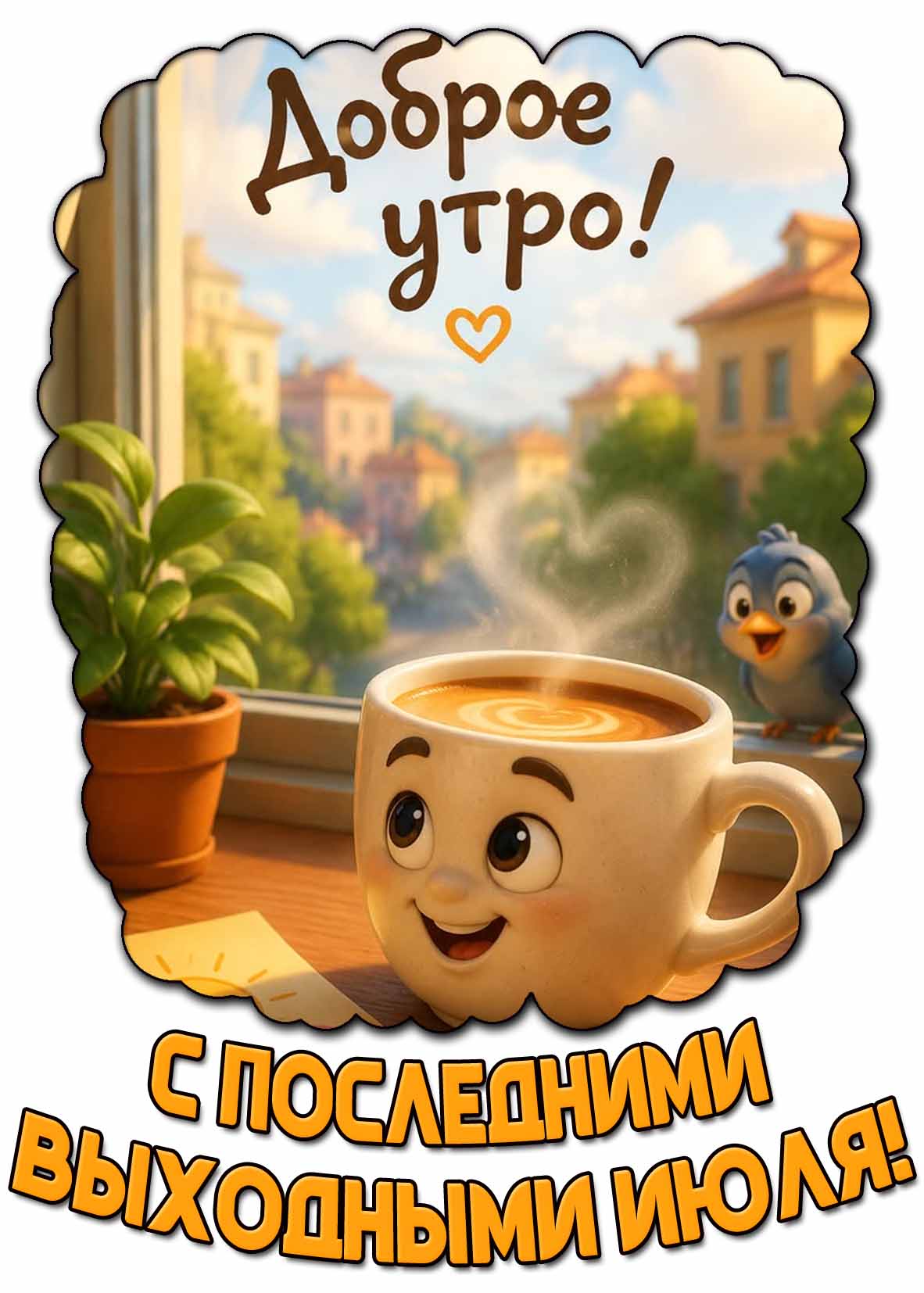 Прикольная картинка "Доброе утро! С последними выходными июля!"