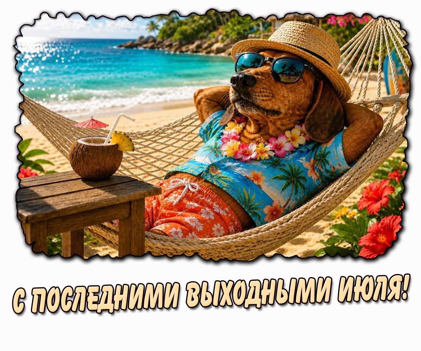 Открытка с последними выходными июля