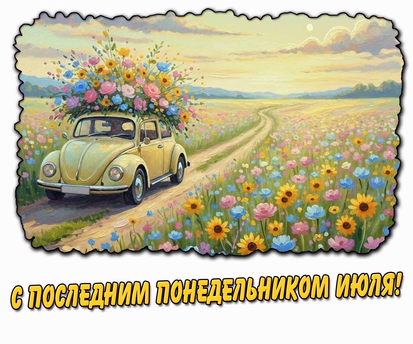 С последним понедельником июля! - картинка с цветами