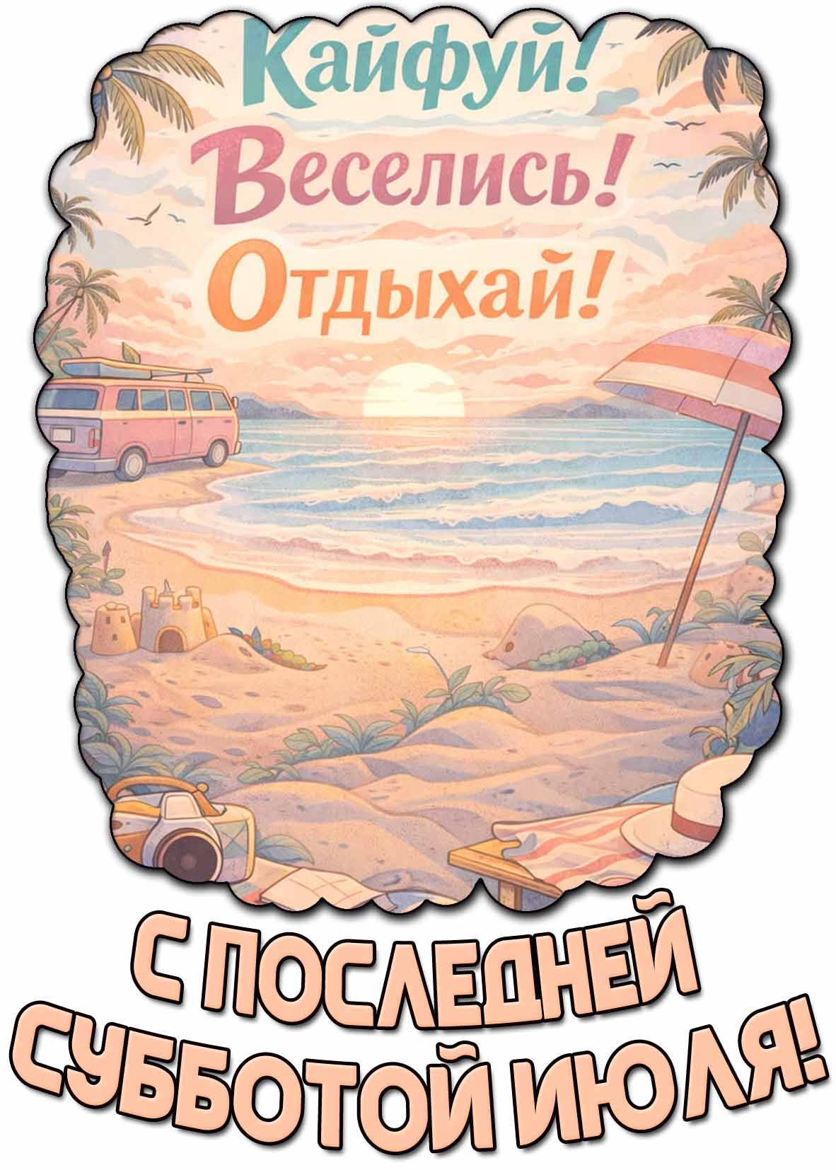 Картинка "С последней субботой июля! Кайфуй! Веселись! Отдыхай!"