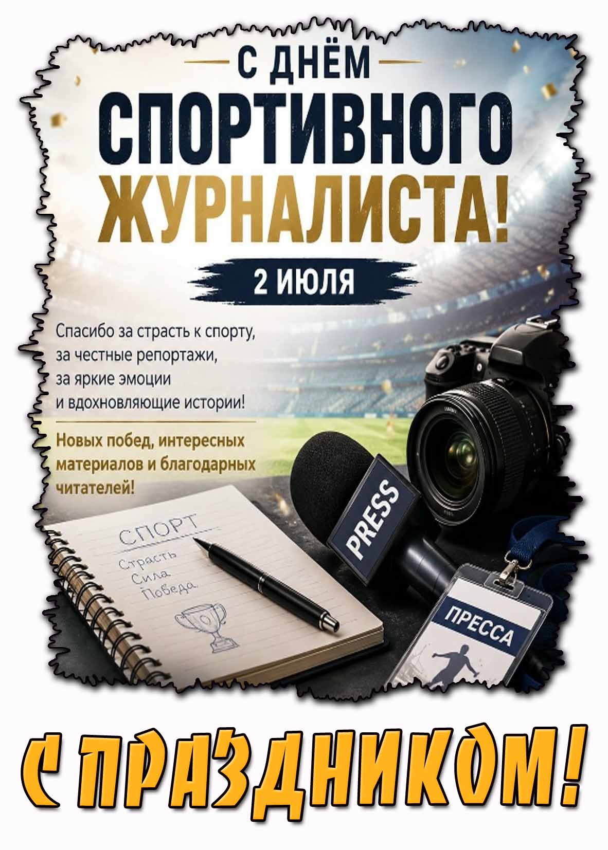Поздравительная картинка с днём спортивного журналиста - 2 июля