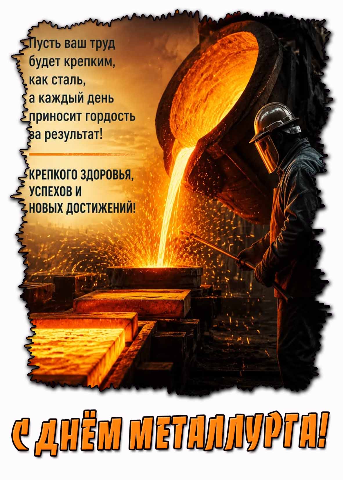 Поздравительная открытка с днём металлурга