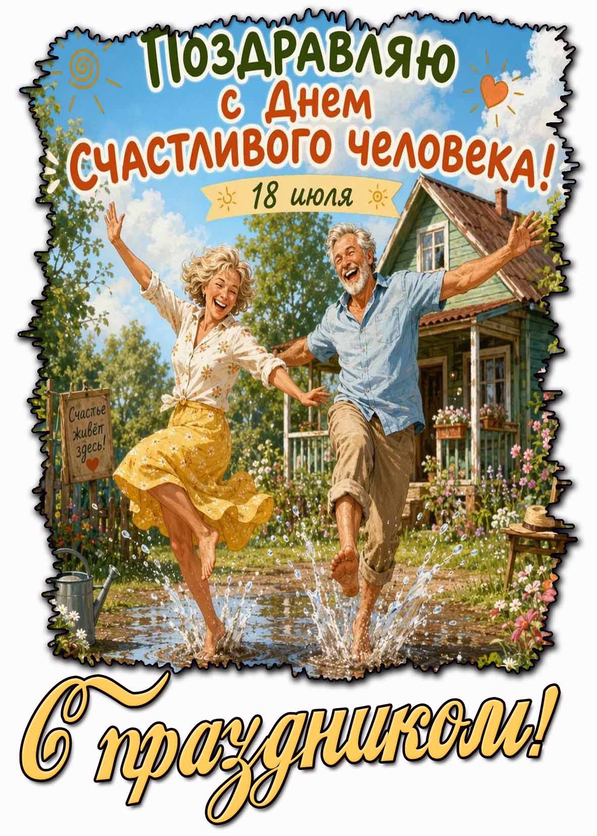 Позитивная картинка "Поздравляю с днём счастливого человека! С праздником!" - 18 июля